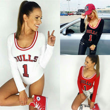 Load image into Gallery viewer, FASHION - Long Sleeve BULLS Stretch Bodysuit